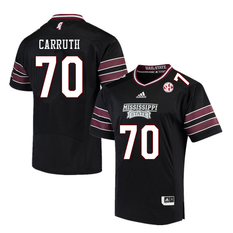 Men #70 Hastings Carruth Mississippi State Bulldogs College Football Jerseys Sale-Black
